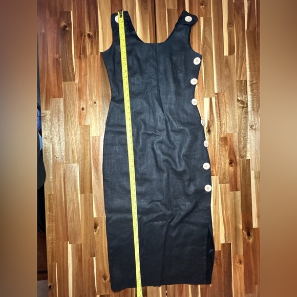 Vintage Santa Fe Linen Sheath Dress Wooden Button Detail Side Slit Quality Sz 4 - Picture 6 of 9